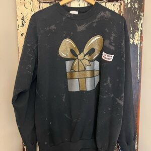 Women’s vintage up-cycled Christmas I’m Your Present customized sweatshirt. XL